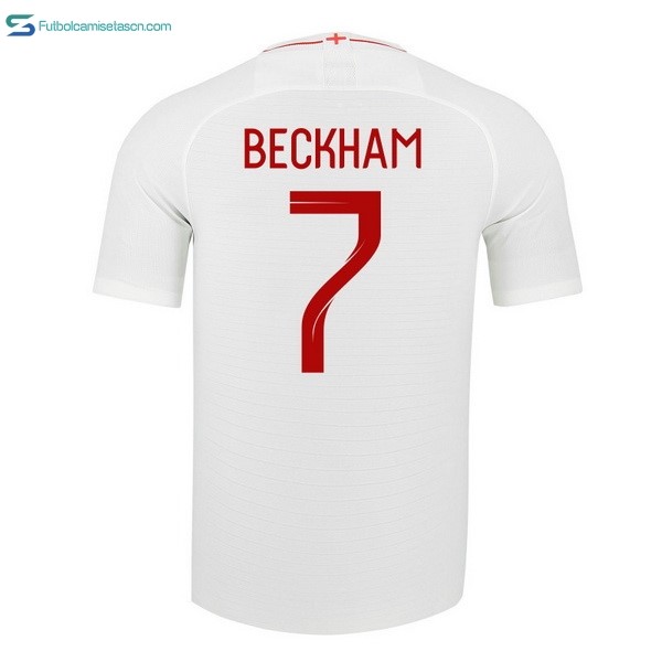 Camiseta Inglaterra 1ª Beckham 2018 Blanco